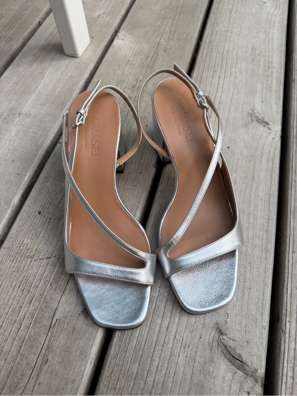 NOMASEI Venus silver Sandals Heels 38.5 - Picture 6 of 7
